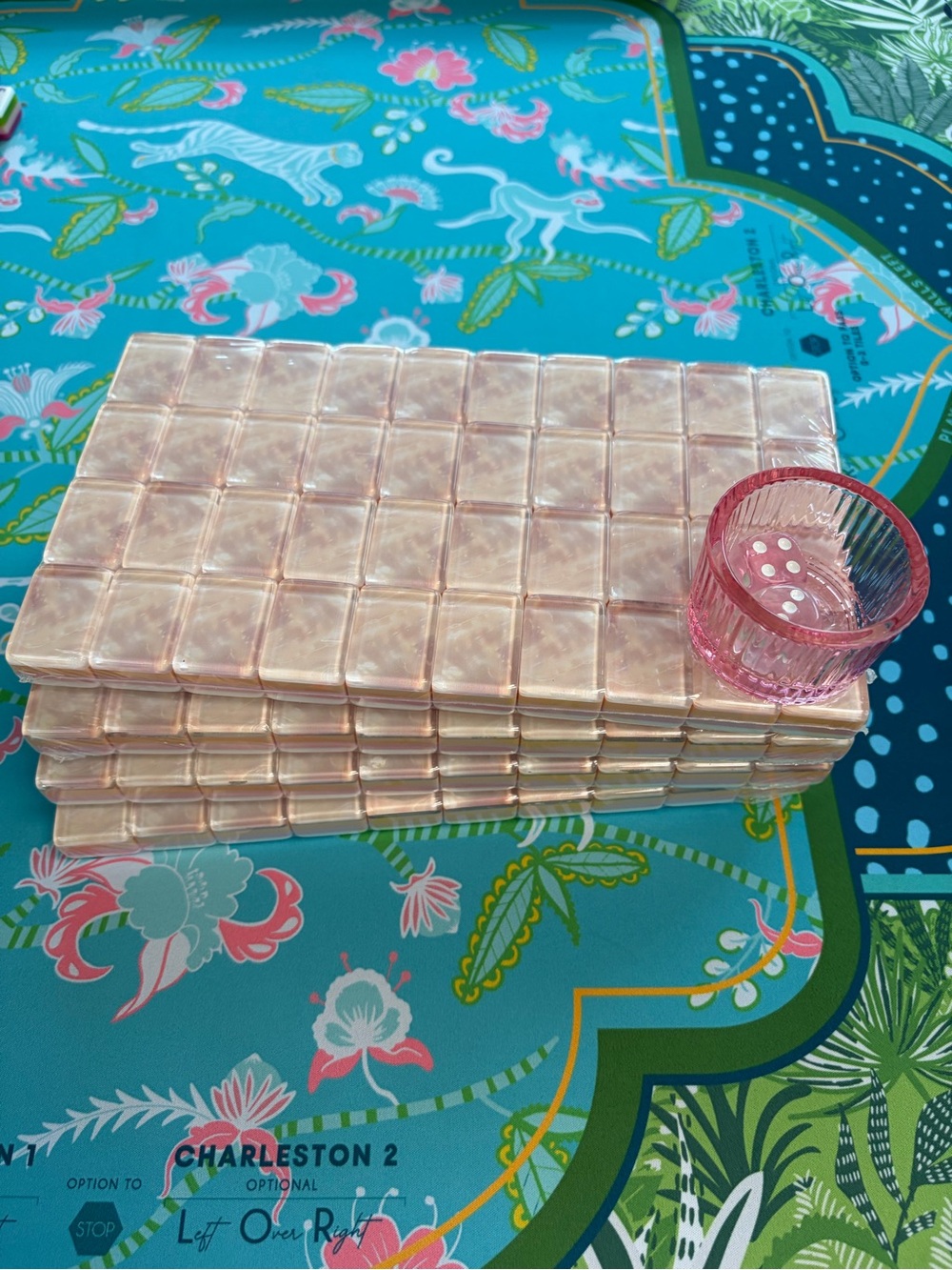 Pearl 🤍 Backed 🀄️ Mahjong Tiles, Dice Dish & Dice 🌸